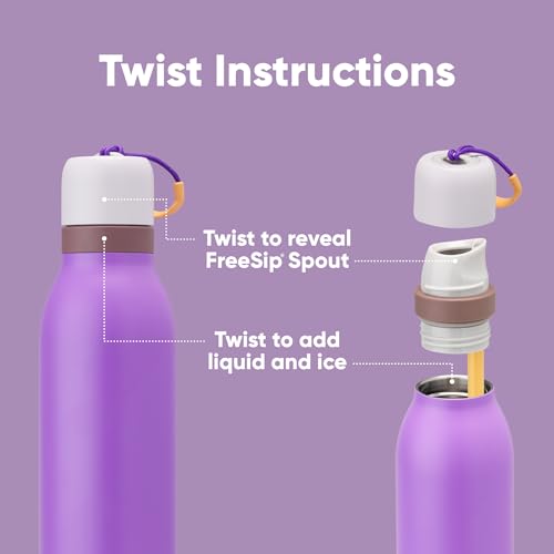 FreeSip Twist Stainless Steel Water Bottle 18 oz California Grapevine