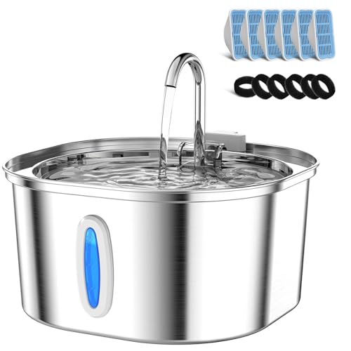 Stainless Steel Cat Water Fountain with 6 Filters