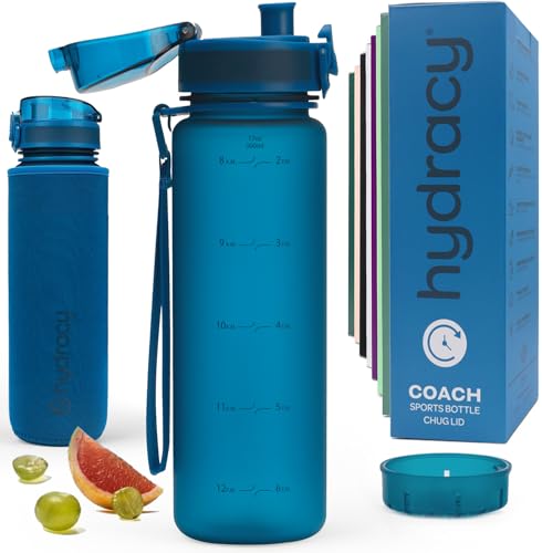 Motivational Water Bottle with Time Marker & Fruit Infuser 17 oz