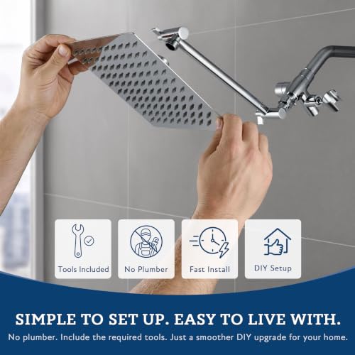 All Metal 10" Dual Square Shower Head Combo