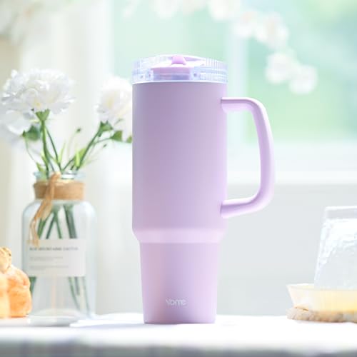 DetaClean 40oz Light Purple Tumbler with Handle and Flip Straw for Women