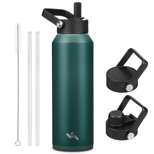 40 oz Insulated Stainless Steel Water Bottle with 3 Lids