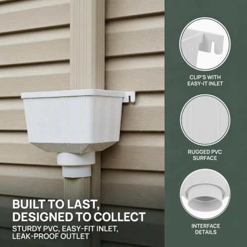 Downspout Diverter Gutter Water Diverter Connector for Rain Barrel Water Collection System Pvc Drain Pipe Accessory for Roof Drainage Easy Install 10.43 X 8.07 X 6.06 in