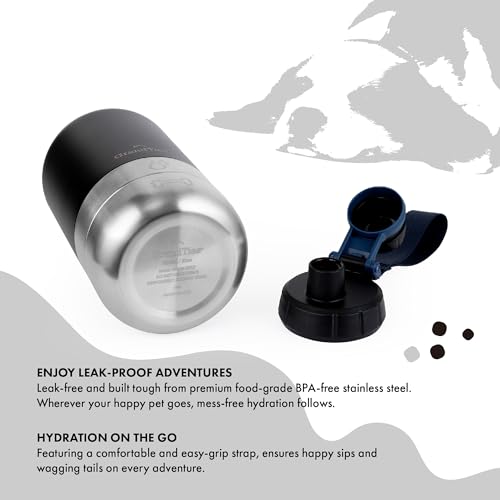 Insulated Portable Dog Water Bottle with 2 Detachable Water Bowl Dispenser