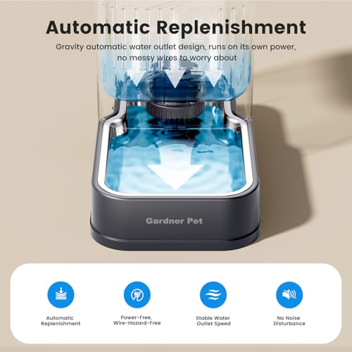 2.2 Gallon Automatic Dog Water Bowl Dispenser 8.5L Gravity Water Feeder with Stainless Steel Bowl & Maifan Stone Filter