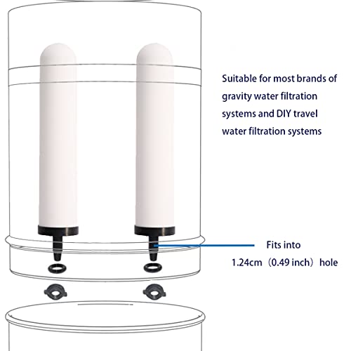4PCS 10 inch Replacement Ceramic Filter Candle with Activated Carbon for Countertop Gravity Water Filter Systems (4 Count)