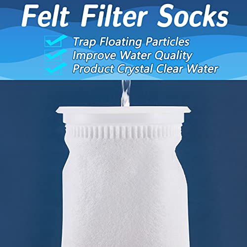 16 Pack 4 Inch Ring Filter Socks 200 μm Aquarium Filter Bags Aquarium Socks for Tank Sump Saltwater Freshwater