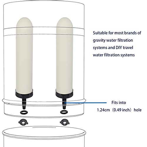 2PCS 10 inch Replacement Ceramic Filter Candle with Activated Carbon for Countertop Gravity Water Filter System