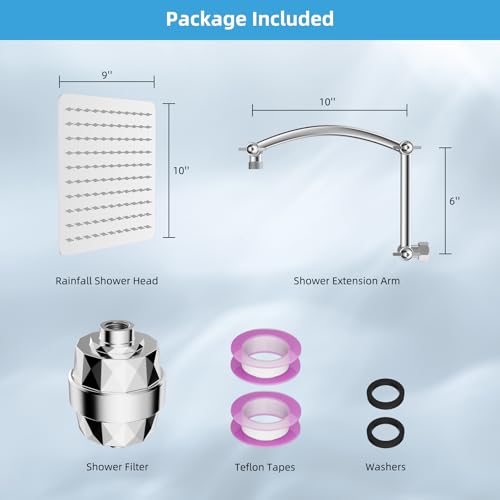 10'' Filtered Rain Shower Head with 16'' Extension Arm