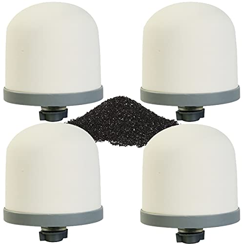 4PCS Ceramic Dome Water Filter with Coconut Shell Activated Carbon Inside (4 Count)