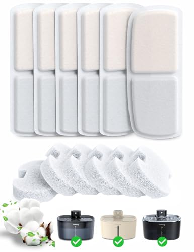 6 Pack Filter for Cat Water Fountain & 6 Pack Sponges Filter Replacement for 135 fl oz (6 Count)