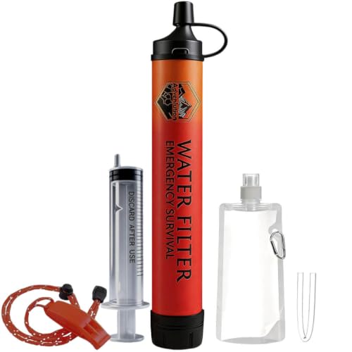 High Capacity Survival Water Filter Straw Kit with Emergency Whistle