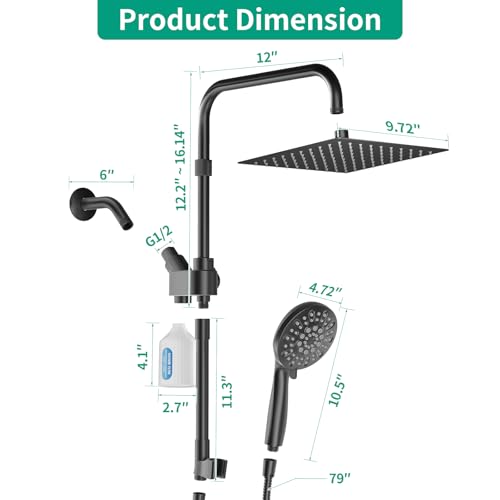 10" Filtered Rain Shower Head with Handheld Spray Combo