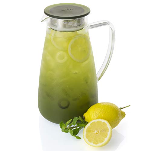 838-A-GTE Flask Glass Iced Tea Jug, 64 oz, Green Tea