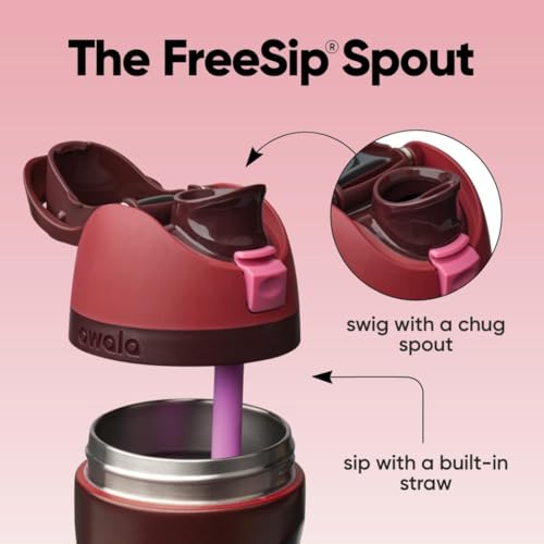 FreeSip Stainless Steel Water Bottle 24 oz Black Cherry