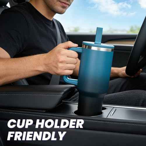 40 oz Insulated Tumbler with Handle & Flip Straw