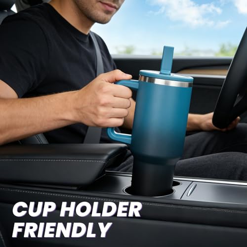 40oz Tumbler with Handle & Flip Straw