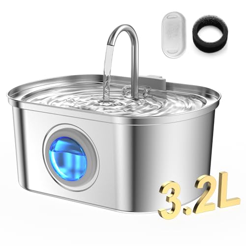 108 oz 3.2L Cat Water Fountain Stainless Steel with Water Level Window