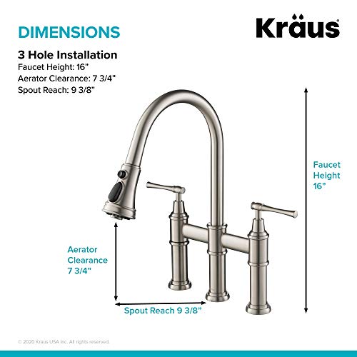 Allyn Transitional Bridge Kitchen Faucet with Pull