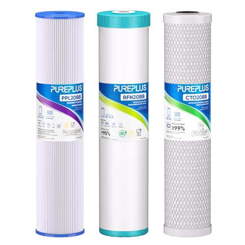 4.5"x 20" 3 Stage Whole House Water Filter Cartridge Combo Kit with Pleated Sediment