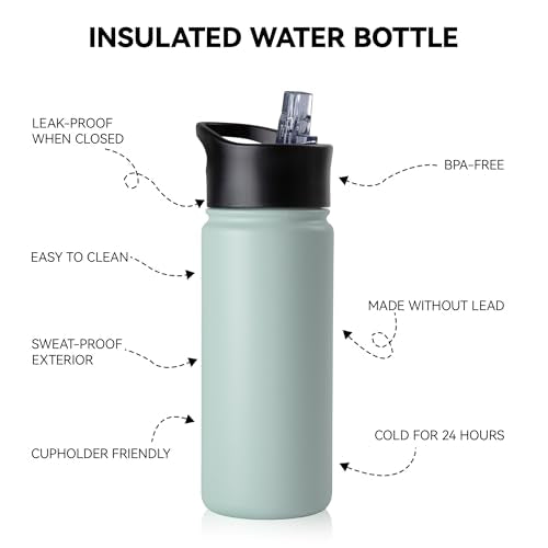 16 oz Insulated Water Bottle Bulk 8 Pack (8 Count)