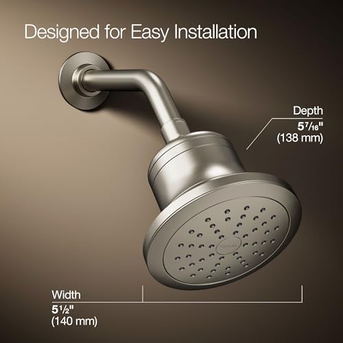 33631-G-BN Cinq Round Single-Function Filtered Showerhead, Five-Layer Filtration, 1.75 GPM, Full Coverage Spray, Premium Durable Material, Vibrant Brushed Nickel