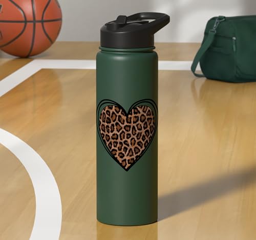 Heart Shape Cute Cheetah Leopard Print Graphic Stainless Steel Insulated Water Bottle