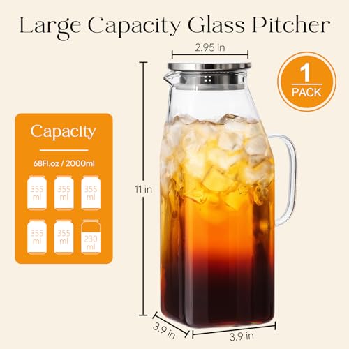 68 oz Glass Pitcher with Lid