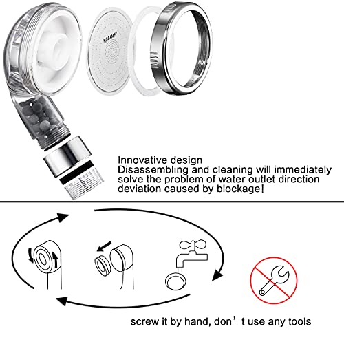 Shower Head Filter Filtration High Pressure Water Saving 3 Mode Function Spray Handheld Showerheads for Dry Skin & Hair