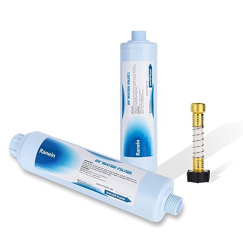 2 Pack RV Inline Water Filter with Hose Protector