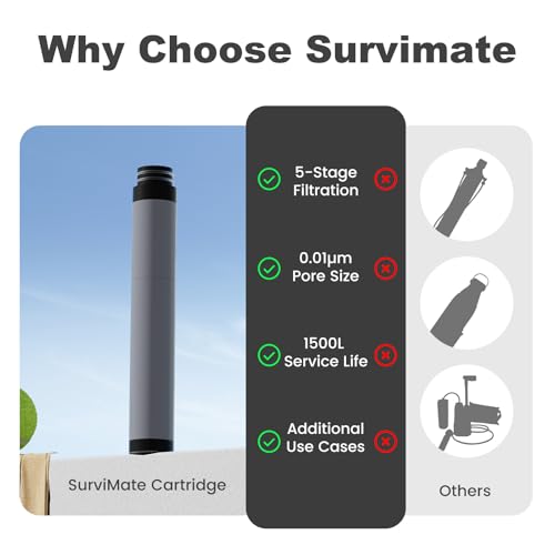 Replacement Filter for Filtered Water Bottle with 5