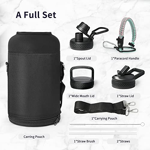 64 oz Water Bottle Stainless Steel with 3 Lids