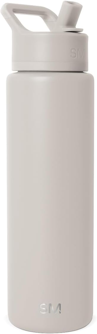 Simple Modern Water Bottle with Straw Lid | Vacuum Insulated Stainless Steel Metal Thermos | Reusable Leak Proof BPA-Free Flask for Sports Gym | Summit Collection | 30oz, Almond Birch