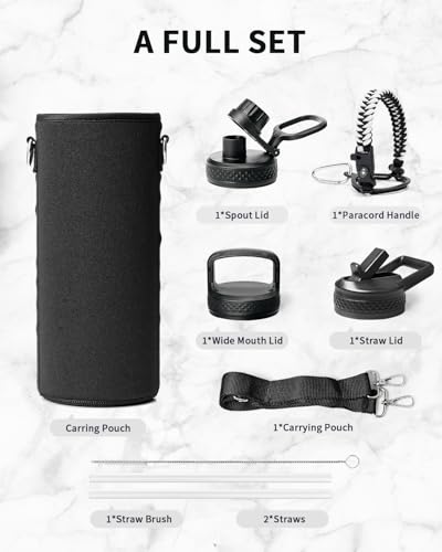 Water Bottle Insulated 40 oz with 3 Lids