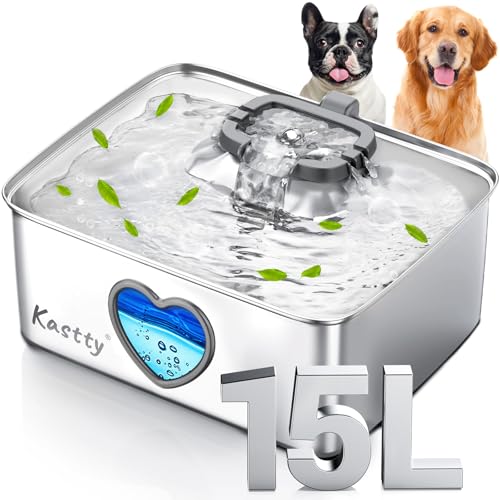 4Gal 15L Stainless Steel Dog Water Fountain for Pets