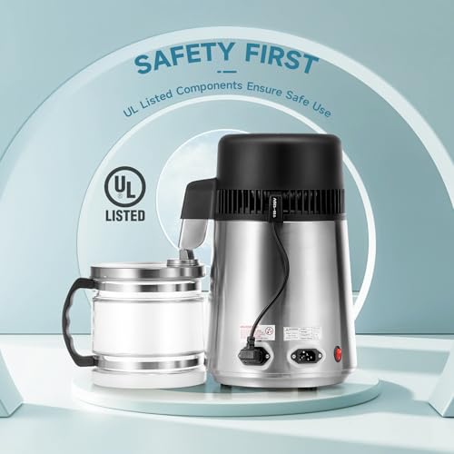 4L Brushed Stainless Steel 750W Countertop Water Distiller