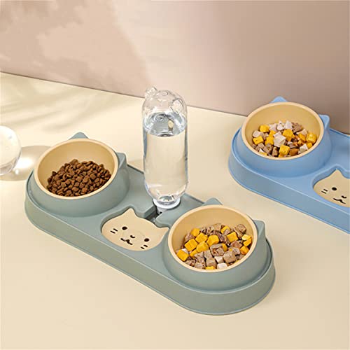 Triple Cat Food Bowls with Water Dispenser