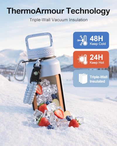 Water Bottle Insulated 40 oz with 3 Lids