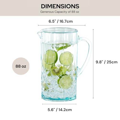 Shatterproof Tritan Plastic Water Pitcher With Lid