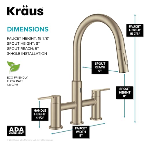 Oletto Touchless Sensor Bridge Kitchen Faucet with Pull