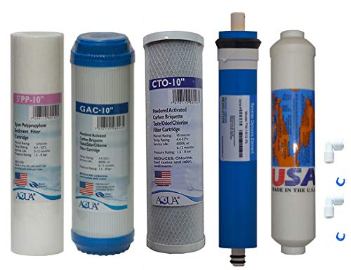5 stage Reverse Osmosis Replacement Filter set with 75 GPD membrane