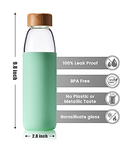 25 Oz Borosilicate Glass Water Bottles with Bamboo Lid