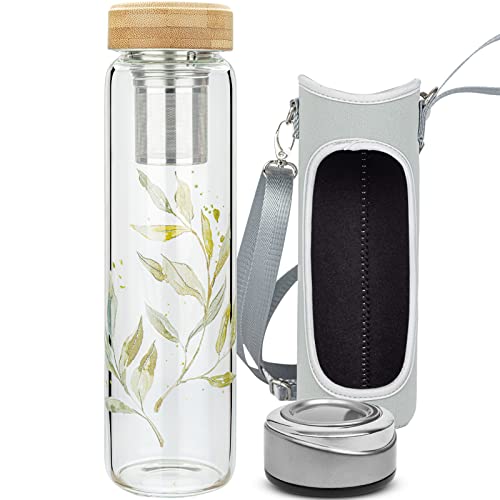32oz Borosilicate Glass Water Bottle with Tea Infuser
