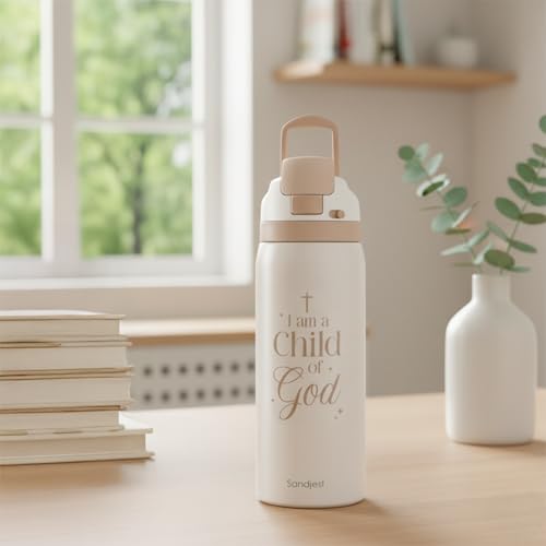Christian Insulated Stainless Steel Water Bottle with Straw for Sports and Travel