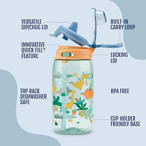 Kids Pop & Fill 16oz Tritan Plastic Water Bottle with Quick Fill Technology