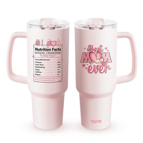 40oz Mom Tumbler with Handle and Flip Straw