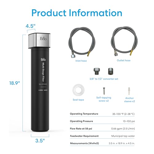 16" Under Sink Water Filter System for Kitchen & Bathroom Faucet