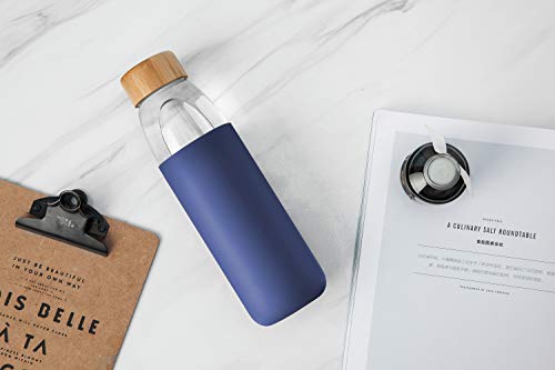 18 Oz Borosilicate Glass Water Bottles with Bamboo Lid