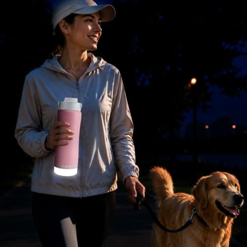 Stainless Steel Water Bottle with Camping Lantern & Night Light