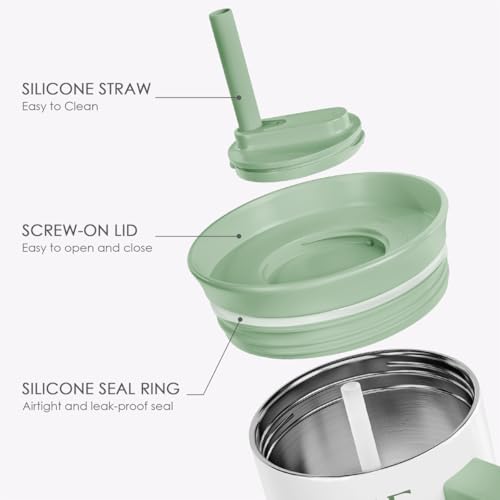 Tennis Stainless Steel Locking Lid Silicone Straw Tumbler with Handle 40oz